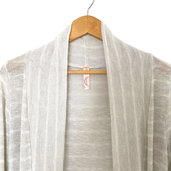 Y2K Silver Glitter Striped Open Cardigan Size Medium - Picture 3 of 8